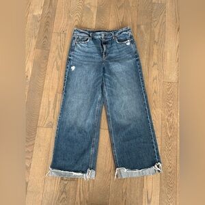American Eagle Super High Waisted Baggy Wide-Leg Cuffed Jeans